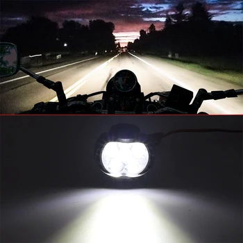 Motocicleta Far Alb Spoturi Vehicul Electric Scutere Lampă de Înaltă Luminozitate Modificat Auxiliare Becuri 2 buc 12V si 6 LED-uri