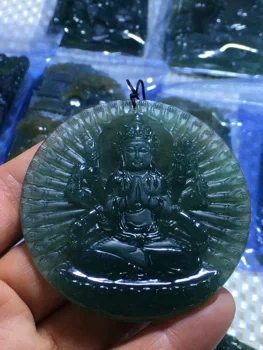 Naturale 7A Myanmar negru jade jade Buddha guan yin jad pandantiv colier de jad, pandantive bijuterii de jad coliere pentru femei barbati