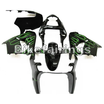 Negru cu Verde Flăcări Motociclete Complete Carenajele Pentru ZX9R 2000 2001 ZX-9R 00 01 zx9r ABS Plastic Carenaj Kit Nou