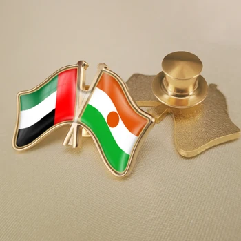 Niger și Emiratele Arabe Unite au Traversat Dublu Prietenie Steaguri insigne, Brosa Insigne