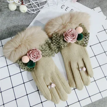 Noi coreean touch ecran mănuși de lână arc cald tricotate femei de primăvară de iarnă mănuși groase de Cașmir manusi