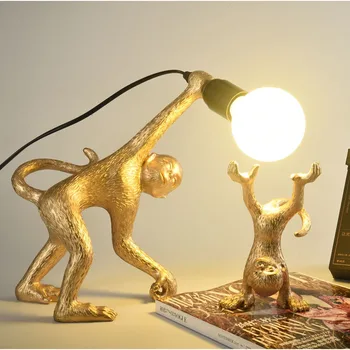Nordic Decor Creativ Maimuță Lampă De Masă Dormitor Bar Magazin De Designer De Luni De Lumină Lampă De Noptieră Camera De Zi De Decorare