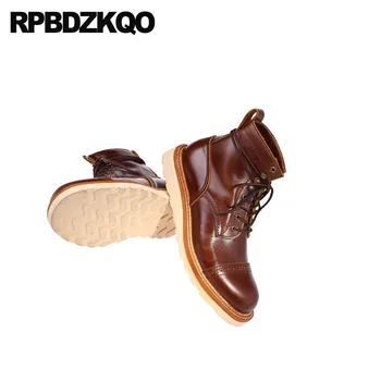 Papuceii Designer de Cizme Retro Vintage de Toamna Negru Manual de Piele naturala Barbati Barbati Plus Dimensiune Bărbați Pantofi Glezna Plin de Cereale
