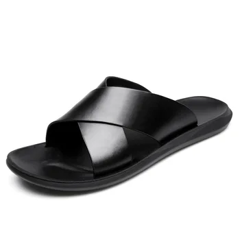 Papuci piele Barbati Alunecare pe Pantofi Casual de Vara Respirabil în aer liber Mens Slide-uri Confortabile Sandale de Plaja