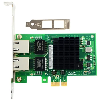 PCI-E X1 RJ45 Desktop Dual Port Gigabit Ethernet I350-T2M Ethernet Controller Chip I350AM2 10/100 /1000Mbps Rata