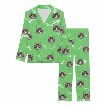 Personalizat Labă de Pisică și de Pește Acasă Haine, Pijamale Femei, Pijamale Personalizate Unic de sex Feminin Interioară Fata Lung Moale Pijama Set Costum