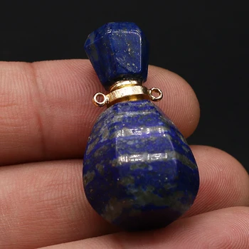 Piatra naturala Sticla de Parfum Pandantive Lapis lazuli Două Găuri de Conectori Pentru a Face Bijuterii DIY Brățară Colier Accesorii