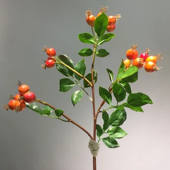 Plante artificiale a Crescut de Solduri Faux Păducel Fructe de Padure 58cm Fructe de Rodie Ramură Aranjament Floral Estetice Cameră Decor