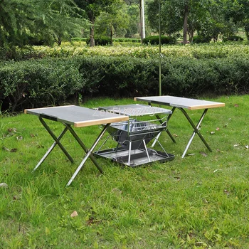 Portabile mici de masă din oțel T370 în aer liber de stocare portabile ceai gratar picnic masa camping gătit masă masă pliantă
