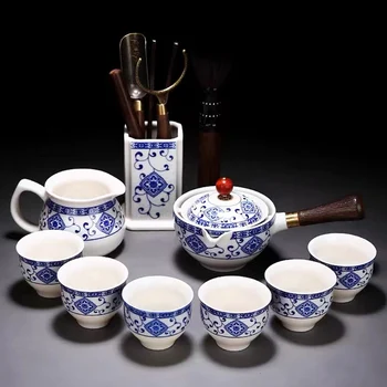 Porțelan Chinezesc Gong fu Set de Ceai Portabil Ceainic Set Cu 360 de Rotație aparat de Ceai Și Infuzie Portabile, Toate Într-Un Sac de Cadouri