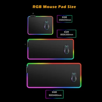 RGB Mouse Pad LED-uri de Jocuri de noroc Demon Slayer Moale Accesorii Pc Covor HD Keyboard Mat Anti-alunecare Joc Cool Rogojini Calculator Birouri Mousepad