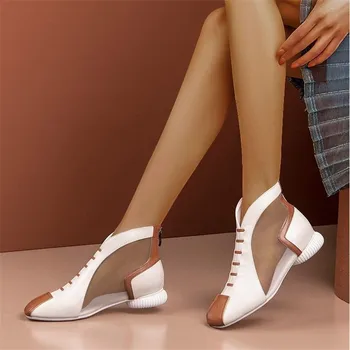 Sandale de Vara, Sandale Femei Stil Nou Partea ochiurilor de Plasă de Sus Toc mic Închidere cu Fermoar Doamnelor Sandale Casual Fashion Sandal Petrecere, Pantofi
