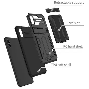 Se potrivesc Redmi 9 Capacul Greu Kickstand la Șocuri Portofel Caz, cu Titularul Cardului pentru Xiaomi Redmi 9A/Redmi 9C/9C NFC Cazuri de Protecție