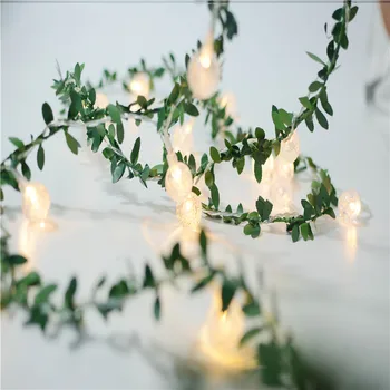 Simulare de coroană din Frunze de Lampa pentru Anul Nou Baterie AA Fito Lampă cu LED-uri Zână Șir de Lumini Pentru Craciun Petrecere de Nunta Art Decor