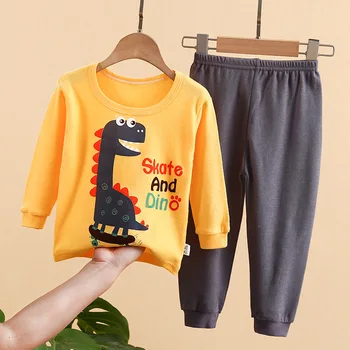 Toamna Noul Lenjerie de corp pentru Copii Set Qiu Yi Pantaloni Lungi Copii Imprimarea de Acasă Purta Pijamale, Haine pentru Copii en-Gros
