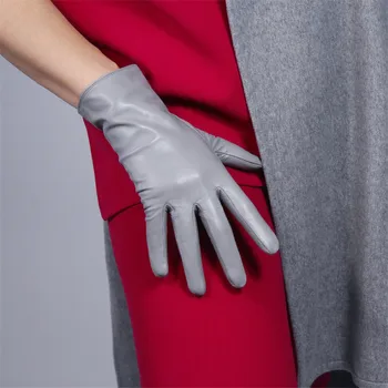 Touch Ecran Mănuși din Piele 25cm Scurt Pure Importate din piele de Capra de sex Feminin Subțire de Pluș Căptușite Ghimbir Galben Galben Strălucitor