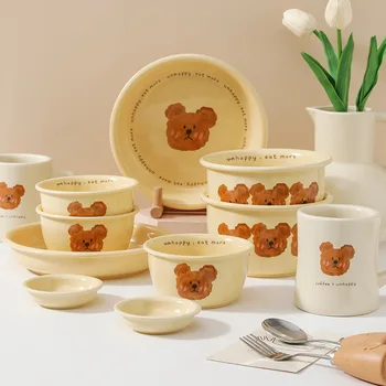 Urs Drăguț Tacamuri Coreean Ins Stil Ceramic Set Castron Croissant Farfurie Farfurie Supa