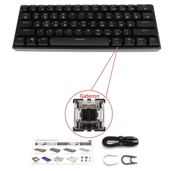 USB Cablu Tastatură Mecanică cu RGB cu iluminare de fundal de Jocuri fără Fir, Tastaturi 61 De Taste pentru Gamer rezistent la apa
