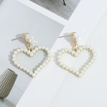 Vedawas coreean Perle de Inima Drăguț Cercei pentru Femeile Romantice Stele Strălucitoare Picătură Cercei Bijuterii de Nunta Cadouri Prietena Bijoux