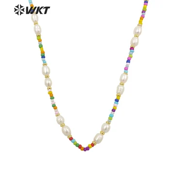 WT-JN198 Mai mici mix Elegant colier de Perle femei realizate manual margele colorate Superb colier de nunta