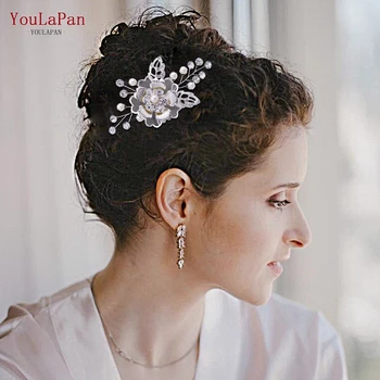 YouLaPan HP505 Femei Accesorii de Par U Formă de Ac de Păr de Nunta Tiara Mirese Agrafe de par Floare de Aliaj Caciula pentru Fete de Păr Clipuri