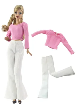 Îmbrăcăminte set / tricou roz + alb pantaloni / haine de toamna purta tinuta De 30cm BJD Xinyi FR ST Papusa Barbie