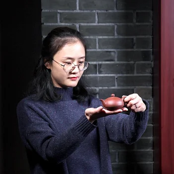 【Ceramice Sursă De Nisip De Artă】Yixing Pur Handmade Mov Oală De Lut Ceainic Teaware Celebru Li Xiaolu Hongpi Dragon Feihong