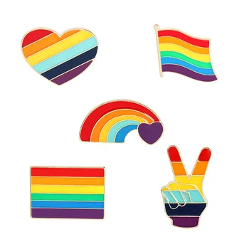 20BUC Metal Mândrie Steaguri Curcubeu Brosa Intersexuale Email Ace de Inima Drăguț de Homosexuali și Lesbiene Broșe Pălărie Sac Insigna Jachete din Denim Bijuterii