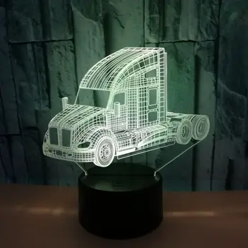 Camion de Proiectare 3D Iluzie Lumina de Noapte USB 7 Culori Schimbare Telecomanda Led Masă Lampă de Birou Cadouri de Craciun Masina de Jucării pentru Copii