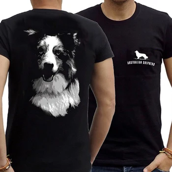 Ciobanesc Australian Șeful Câine Câini Catelus Rasa Pălării Câine Tricou Bumbac Maneca Scurta, O-Neck T-shirt Casual Mens Top