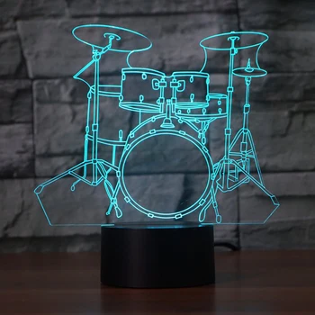 Creative Set de Tobe 3D Lampă 7 Schimbare de Culoare de la Distanță/ Comutator Tactil LED 3D Lumina de Noapte lumini de Instrumente Muzicale Atmosfera lampa