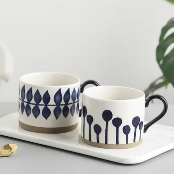 Cutelife Ins Nordic Alb Ceramic Pahar Cupa Retro Lapte Apă Cana De Ceai Vintage Reutilizabile Ceașcă De Cafea Capac Decor Acasă Rezistente La Căldură