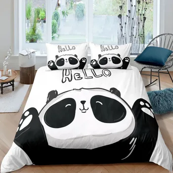 Desene animate Panda Drăguț Roz Carpetă Acopere Drăguț de Animale pentru Copii Baieti Fete Stil de desen Animat pentru Decoratiuni Dormitor Regina King Size