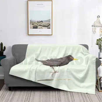 Doamna Mierlă Este Maro Pătură De Moda Personalizate Acuarelă Animale Natura Blackbird Turdus Merula Pasăre Comună