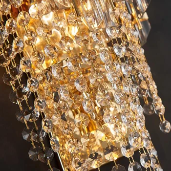 Dormitor de lux Cristal Lumini de Perete de Aur Tranșee Living Decor Lustre Cristal Hol Wandlamp AC110V 220v