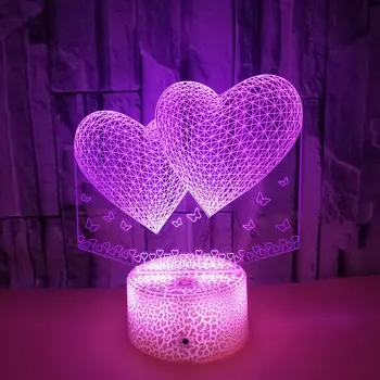 Dragoste inima 3D Led Lumina de Noapte pentru Acasă Decorare Culoare Schimbare Senzor Tactil Veioza Cool Cadou de Ziua de Masă 3D Lampa