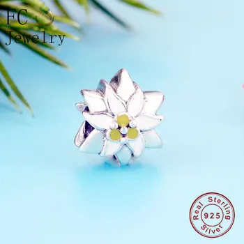 FC Bijuterii se Potrivesc de Brand Original Farmecul Brățară Argint 925 Email Galben Floare de Orhidee Șirag de mărgele Femei care fac Berloque NOI