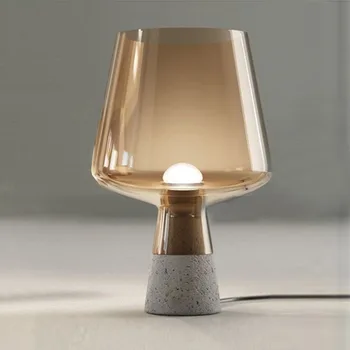 LukLoy LED Industriale Moderne Masă Lampa pentru Noptiera Dormitor Gri Beton de Sticlă Lampă de Birou pentru a citi Living Birourile de Acasă