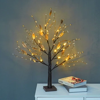 Masă Copac Bonsai Lumina 24LED DIY Birou Copac Artificial Lampă, Alimentat de la Baterie, pentru Dormitor Desktop Decor de Crăciun