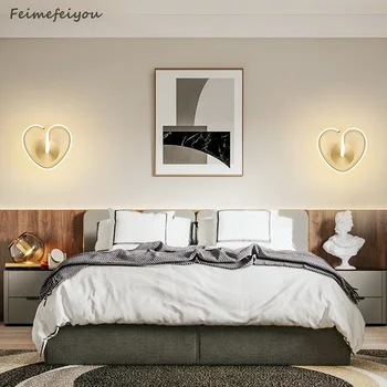 Moderne, creative, simple, în formă de inimă led lampă de perete cald și dormitor romantic lampă de noptieră Nordic camera copiilor LED lampă de perete