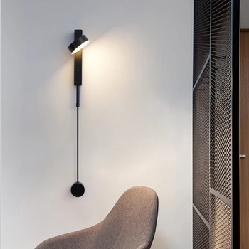 Modernă cu LED-uri Lumini de Perete Dormitor Noptieră Veioză Tranșee Negru Iluminat de Aur Nordic Decor Camera de zi Culoar Vestiar