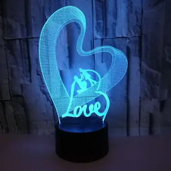 Noi Dragostea 3d cu Led-uri Colorate Lampă de Noapte, Ziua Îndrăgostiților Cadou Creativ Atmosferă 3d Mică Lampă Usb Led Lumina de Noapte