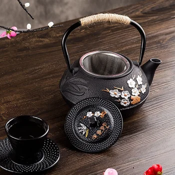 Practic 800ML Japoneză Fonta Ceainic cu Infuzor Filtru Plum Blossom Fonta Ceainic de Apă Clocotită