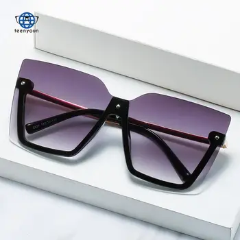 Teenyoun Brand de Lux de Moda Jumătate Cadru Pătrat de Moda pentru Femei Orez Unghii Ins Vânt UV400 ochelari de Soare Ochelari de Soare