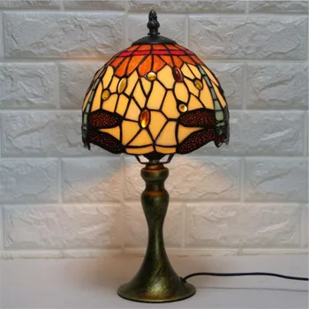 Vintage Europene Tiffany Art Libelula Sticlă Lampă de Masă pentru Foaier Pat Cameră Bar Apartament de Sticlă Lumină de Lectură H 40cm 1030