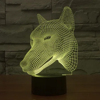 Șapte Led-uri de culoare Decorative 3D Lampa Desktop Creative Lampa de Birou Cap de Câine Creative de Modelare Masă Lămpi Pentru Camera de zi
